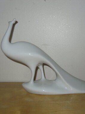 Vintage Royal Dux White Porcelain Peacock Bird Figurine Czechoslovakia MCM